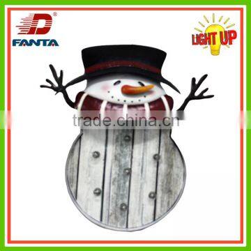 Gorgeous iron crafts handmade Christmas snowman with LED light for decoration