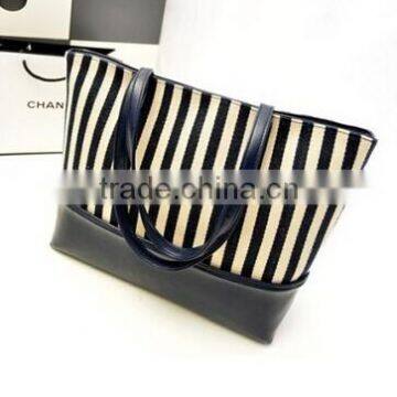 Stripe fashion leisure canvas bag