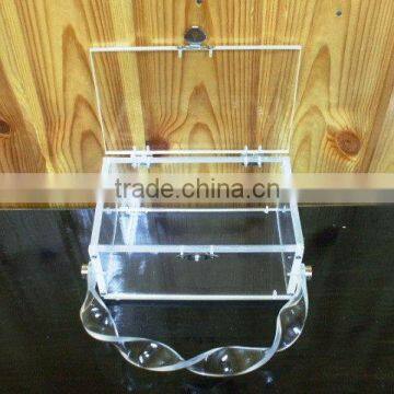 purse acrylic cosmetic box with handle