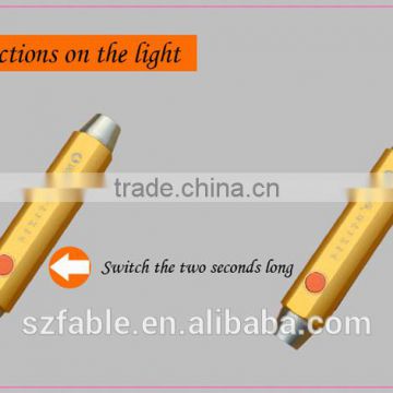 New fashion gifts LED Stainless Steel Rechargeable Mini Jade Testing Flashlight, gem torch with Yellow & White light