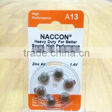 A13 1.4v 280mAh zinc air cell battery r