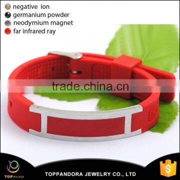 Healthcare Jewelry 4 In 1 Bio Elements Energy Fashion Silicone Stainless Steel Bracelets Bangles