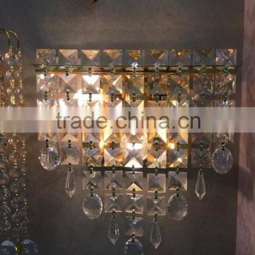 luxury crystal beads wall lamp with gold metal decoration CMF--002