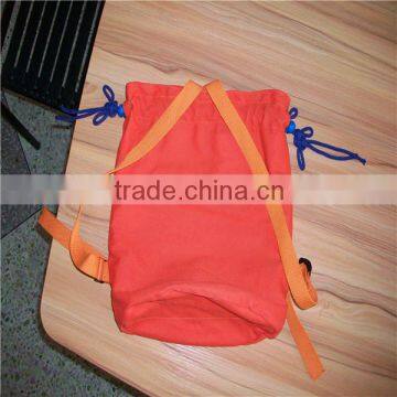 Promotional Canvas Drawstring Canvas Backpack/ double nylon strings bag with China knots