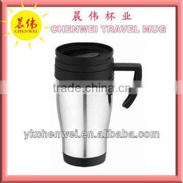 16OZ Double Wall Thermos Plastic Travel Mug with Stainless Steel Outer