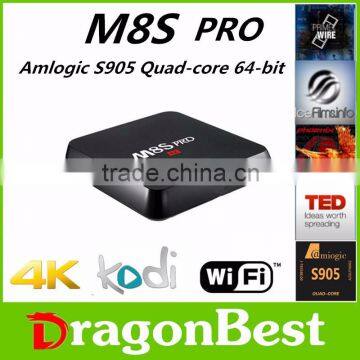 High Quality android 5.1 OS m8s pro tv box Quad Core Amlogic S905 Ram 1G Rom Kodi 16.0 TV BOX