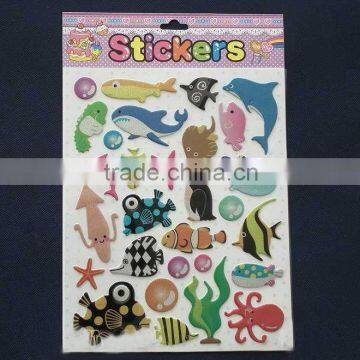 fish shape wall stickers, 3d foam sticker for kids