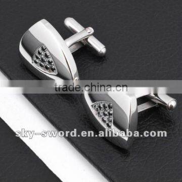 Hot sale Stainless steel cufflinks with zircon SC10014