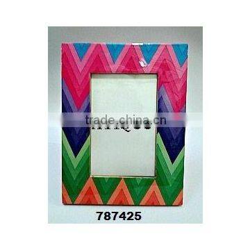 Wooden Photo Frame Painted Multicolour Waves