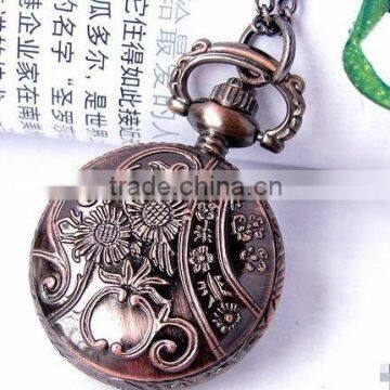 Roman Numberal Watch Antique Bronze Roman Numerals Chain Necklace Pendant Quartz Elegance Pocket Watch