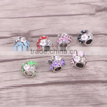 New Fashion Jewelry Enamel Crystal Flower Beads For Jewelry Making Big Hole Charms Beads For Bracelet