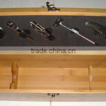 Good Quality One Bottle Wine Box Banboo Box With Wine Accessories