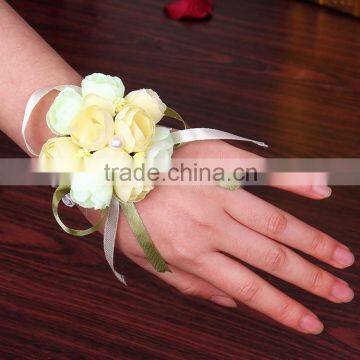 New Hot Bridal Bridesmaid Wrist Corsage Wedding Artificial Rose Flower Hairband