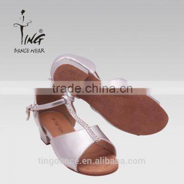 silver PU children latin dance shoes