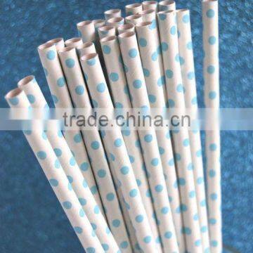 Baby Blue Mini Polka Dot Paper Straws