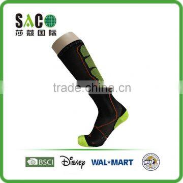 Fluorescent Green jacquard black nylon compression sports socks