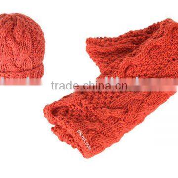 Hand Knitted Scarf and Knitted Hat Set