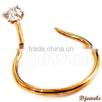 14K Yellow Gold Diamond Nose Pin