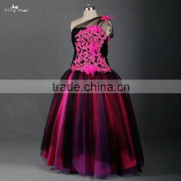 RSE685 Plum And Black Long Puffy Two Piece Prom Dress Ball Gown Party Dresses For Fat Girls