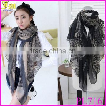 Women Long Print Cotton Scarf Wrap Ladies Large Silk Scarves Wholesale