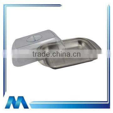 Stainless steel small butter dish with plastic lid