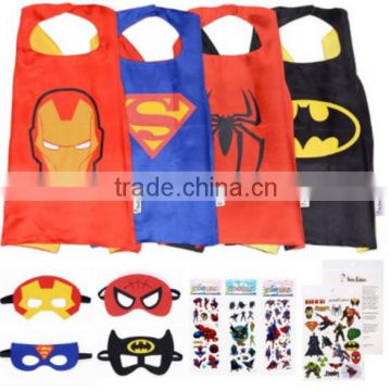 YS Super hero Cape and Mask Costumes For Kids SET- Capes, Masks Stickers and Tattoos