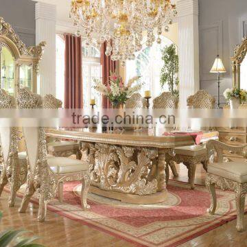 European Peacock Design Royal Rectangle Dining Table, Pure Hand Carved Upholstery Dining Chair And Furniture(MOQ=1 SET) photo-2