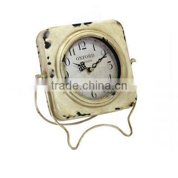 Metal Antique White Table Clock