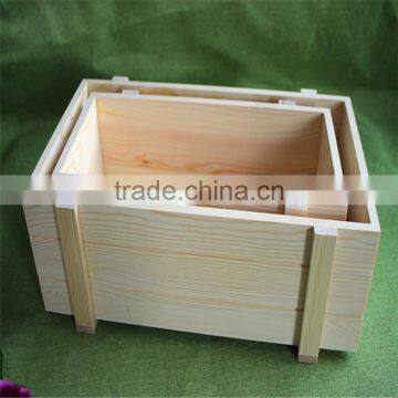 Unfinished Rectangle Pine Wooden Basket for Fireplace or Wastepaper photo-6