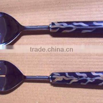 Buffalo Horn Handle Salad Serving Set of 2 photo-2