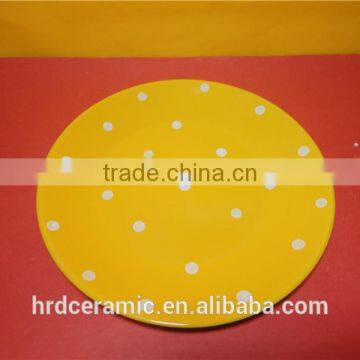 High Quality Wholesale Yellow Ceramic Plate With Polka Dots photo-2