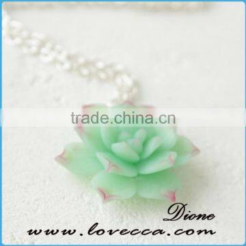 Wedding Bridal Jewelry Flower Necklace Green Mint Succulent Necklace photo-2