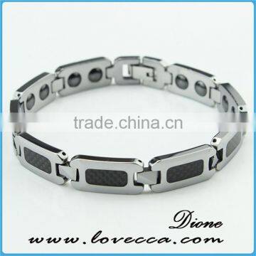 Large Heavy Black Silver Link Bangle Chain Men's Tungsten Bracelet photo-5