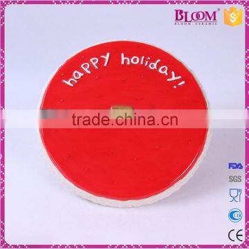 Wholesale Christmas Custom Ceramic Red Cake Holder photo-5