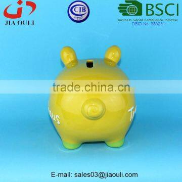 BSCI Audit Factory Ceramic Yellow Piggy Coin Bank, Ceramic Money Box photo-4