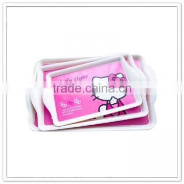 EU Standard Non-slip Plastic Ware for Hotel Handled Cappuccino Printing Rectangular Melamine Coffee Serving Tray photo-2