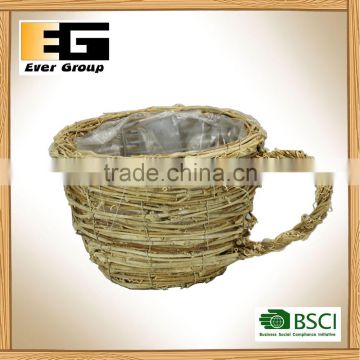 Handmade Natural Rattan Flower Pot Decor Garden Planter