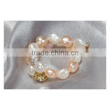 Mother's Gift 9-10mm Multicolor Baroque Freshwater Pearl Bracelet photo-2
