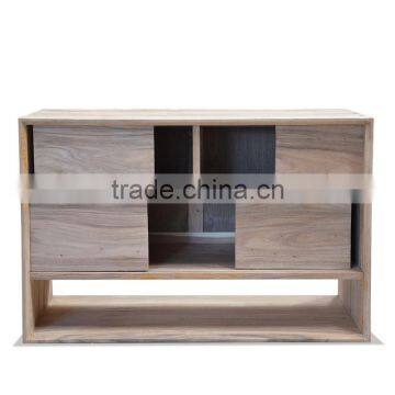 Buffet Console Minimalist Sliding Door Teak Wood Furniture for Hotel photo-3