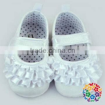 Fabric Ruffle Soft Touch Baby Shoes/Baby Girls Prewalker Shoes/In Stock Girls Soft Shoes photo-5