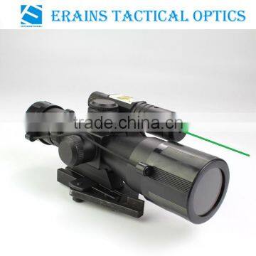 Compact 2.5-10X40 rifle scope red green Mil-Dot Reticle with side attached green laser sight scope with quick release mount