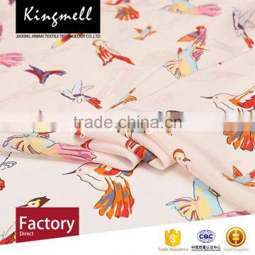 Custom Birds Cartoon Digital Printed Silk Crepe de Chine Fabric for Dress or Scarf photo-3