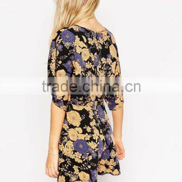 2015 Fashionable Hot Sale OEM Customized Adult Romper With Kimono Sleeve in Floral Print photo-2