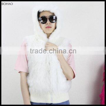 New Fashionable Knitted Women White Faux Fur Vest for Girls