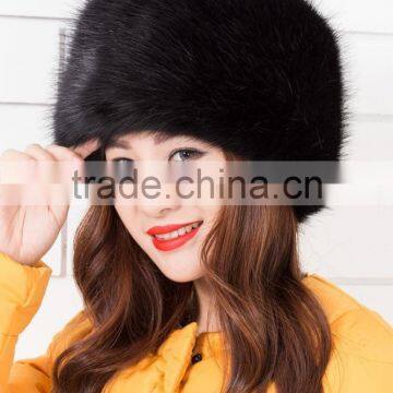 High-grade Winter/autumn Warm Thick Russia Mongolia Flat-topped Faux Fox Fur Hat