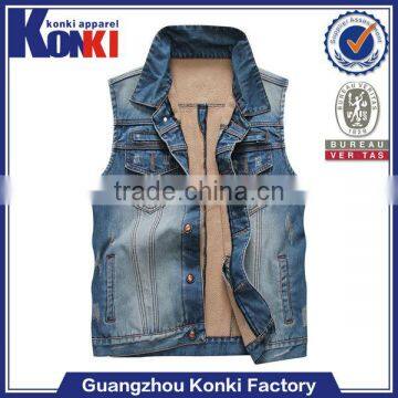 blue cheap fashion jean vest for men