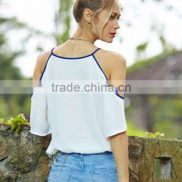 Maxnegio Ladies Chiffon Tops Many New Model Neck Blouses off Shoulder Top Women photo-3