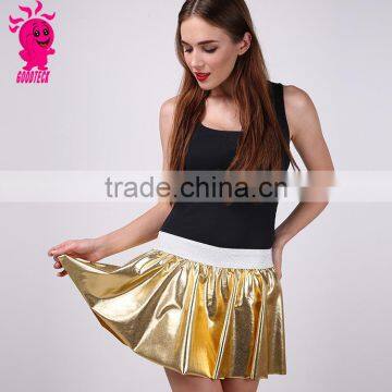 Wholesale 2016 Spring New Desgin Sexy Women Fashion Golden Leather Tutu Skirt for Girl