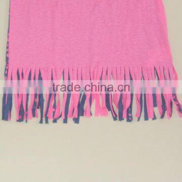 R&H Pink Macrame Tassels Cotton Casual Point Printed Girls Tank Top photo-2