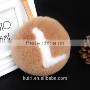 Factory Directly China Supplier Letter Pom Pom Ball Bag Accessory Fox/rabbit Fur Keychain photo-6